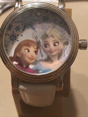 Disney Frozen by Ewatch Factory Silver/White Leather Girl's Watch